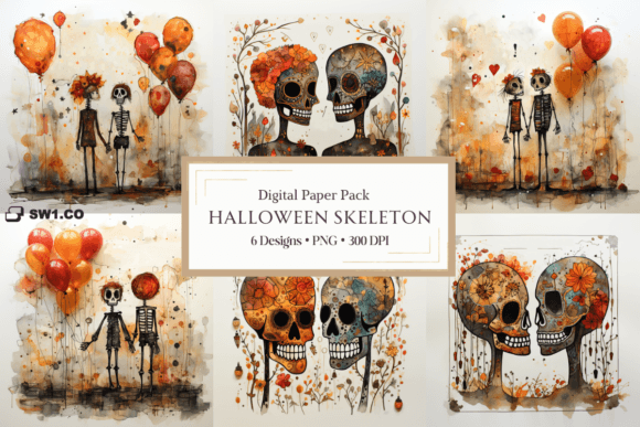 Download Halloween Skeleton Retro Backgrounds - Premium Resources