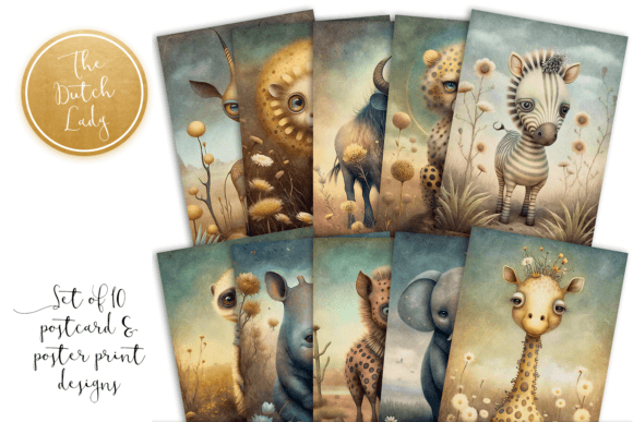Download Cute Savanna Animals Postcards &amp; Prints - Print Collection