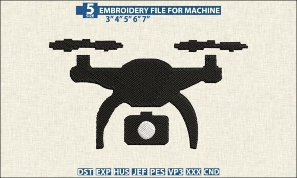 Download Drone Camera DST PES Embroidery Design - Pes embroidery design Collection