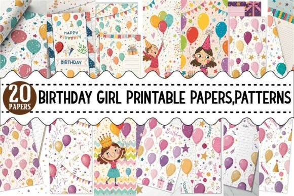 Download Birthday Girl Printable Papers, Patterns - Print Collection