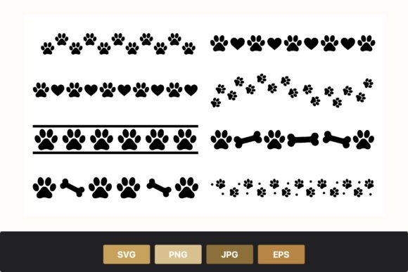 Download Paw Prints Hearts Bones Seamless Borders - Print Collection