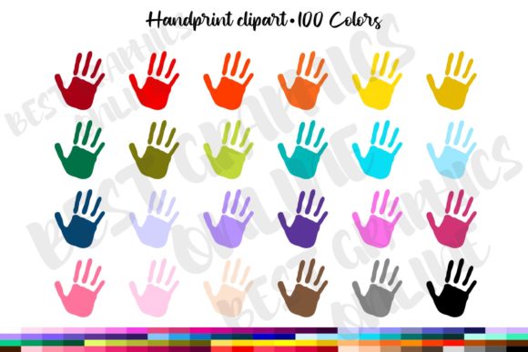 Download 100 Kids Hand Prints Planner Clipart Set - Print Collection